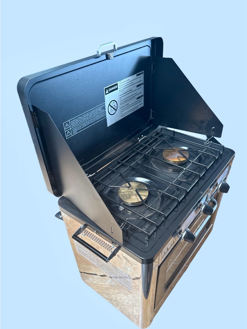 Glamping Cooking Portable Wind Proof Two-Burner Stainless Steel Camp Stove Gas